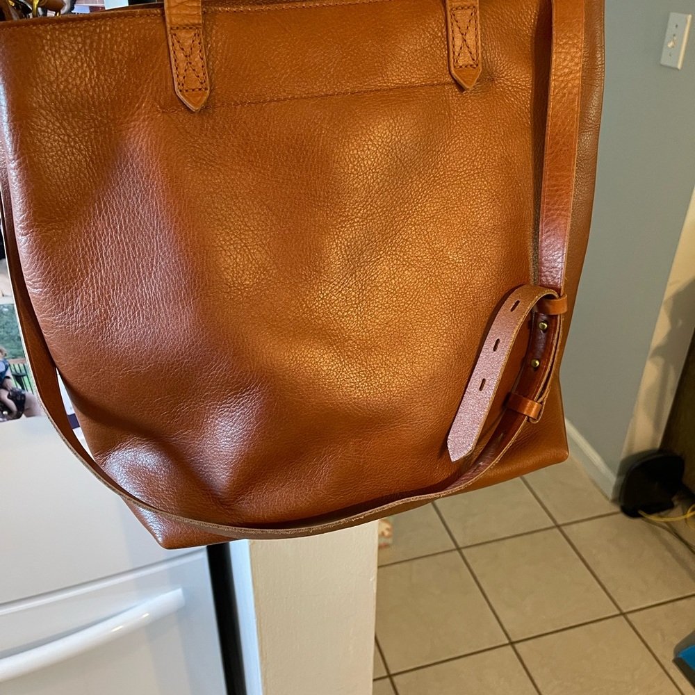 Madewell Transport tote with zip top and crossbody strap